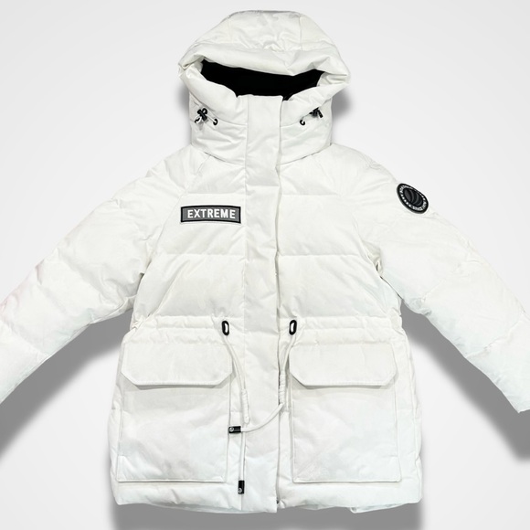 Bosideng White Goose Down Hooded Puffer Extreme Collection Medium 700 Fill EUC - Picture 2 of 15